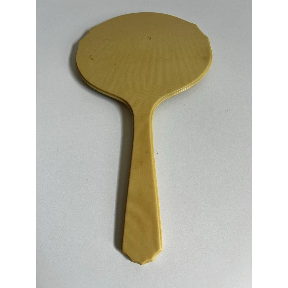 1920s Vintage Ivory‎ Pyralin Dubarry Celluloid Handheld Oval Mirror